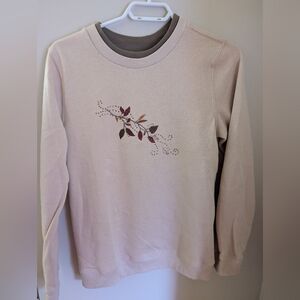 Vintage Floral Embroidered Cream Sweater